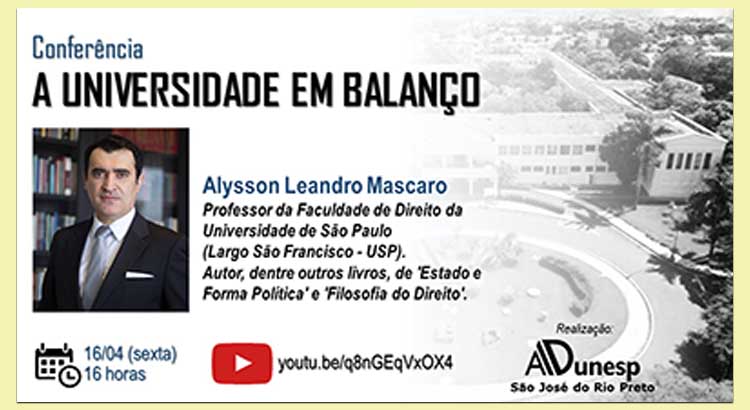 16/4/2021 - “A Universidade em balanço” é tema de palestra em Rio Preto. Veja como assistir