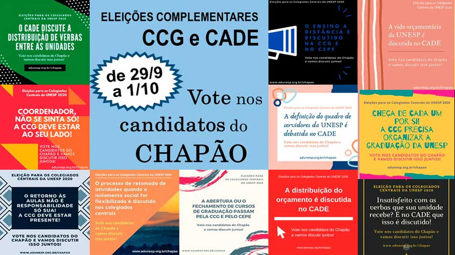 Eleições complementares: De 29/9 a 1º/10, vamosampliar a bancada do Chapão da Adunesp na CCG e no CADE