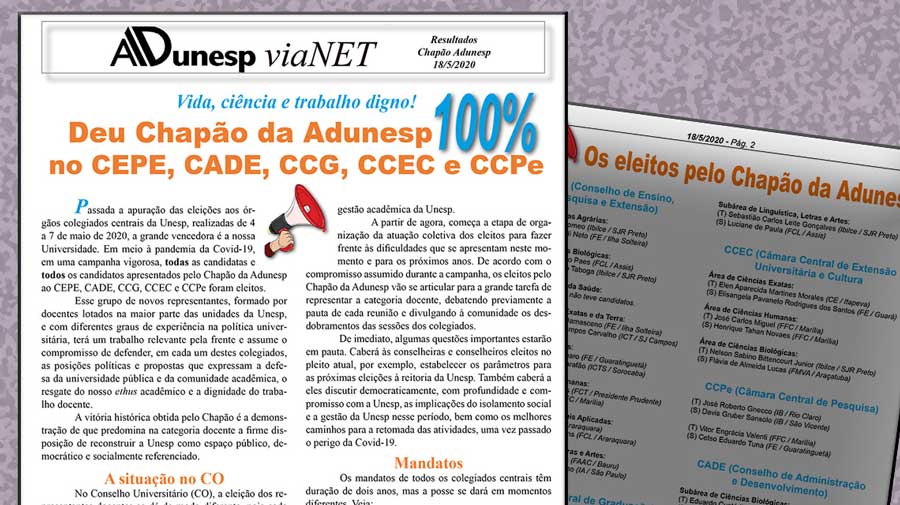 Deu Chapão da Adunesp 100% no CEPE, CADE, CCG, CCEC e CCPe