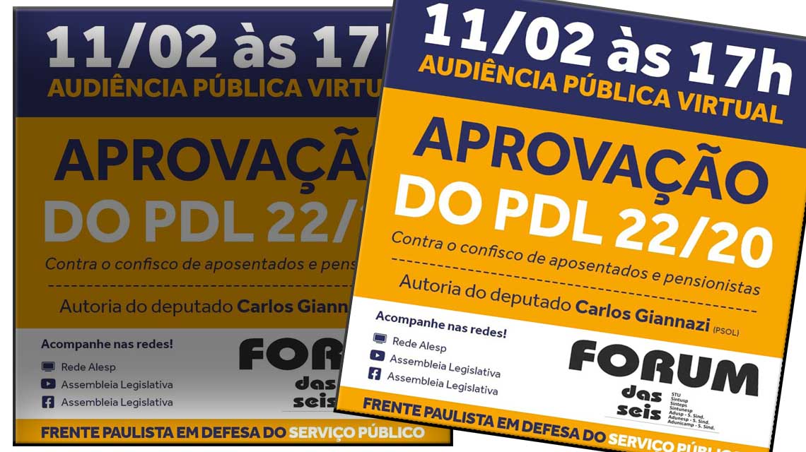 11/2 tem audiência pública: Luta contra o confisco dos aposentados e pensionistas de SP agora é pela aprovação dos PDLs
